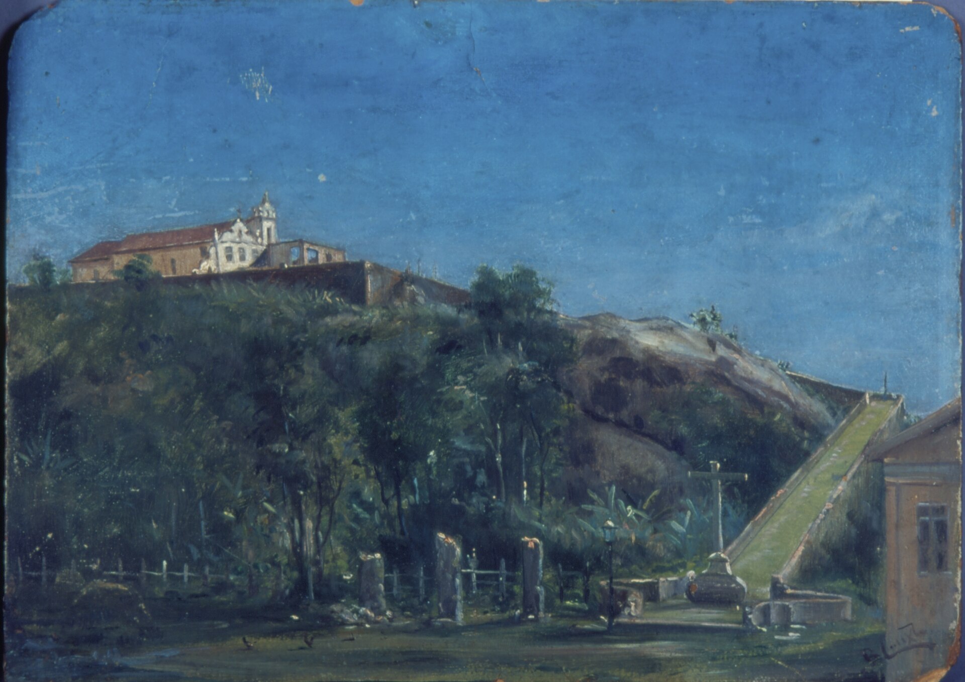 Imagem de referência de Convento de Itanhaém, 1884, descrito nos dados abertos como pintura de Benedito Calixto