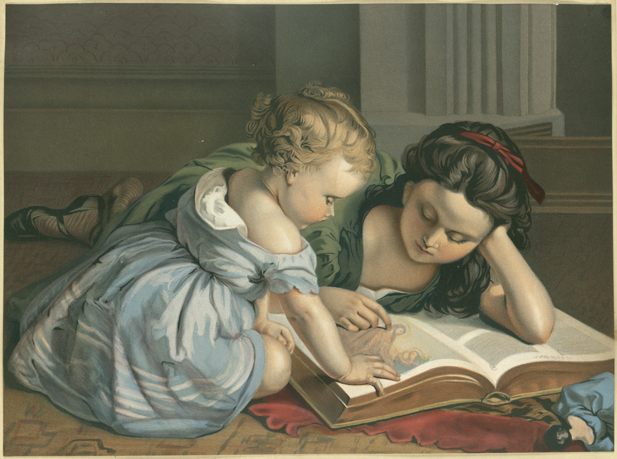 Imagem de referência de A lição de leitura, descrito nos dados abertos como pintura de Gerard ter Borch