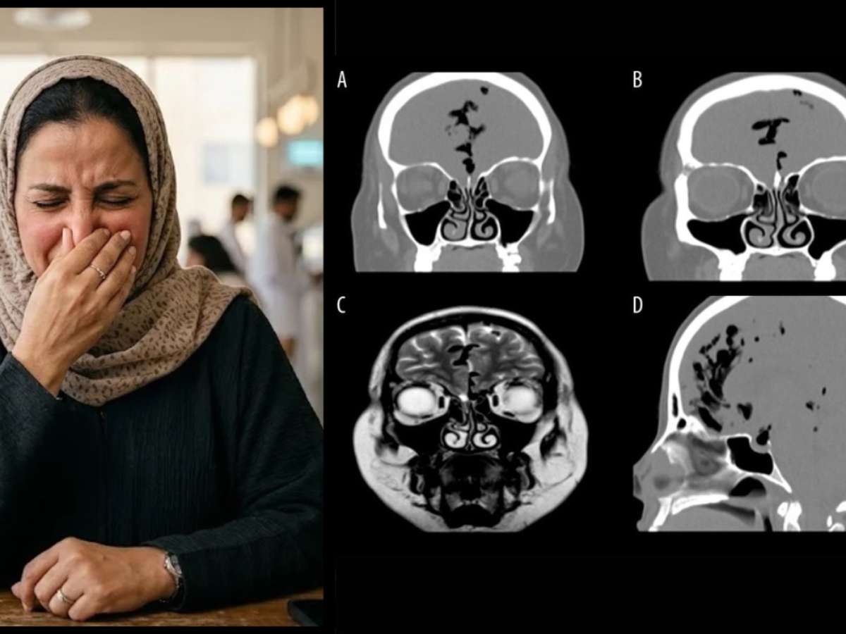 Segurar o espirro faz mal? Mulher de 45 anos descobre ar dentro do crânio