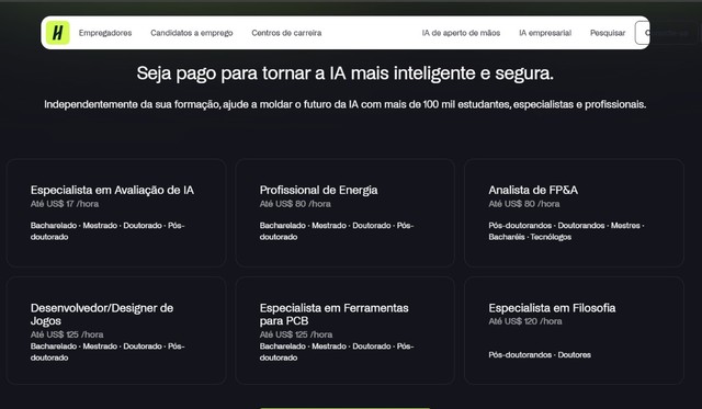 Handshake AI paga até US$ 25 por hora para treinar IA; saiba como funciona