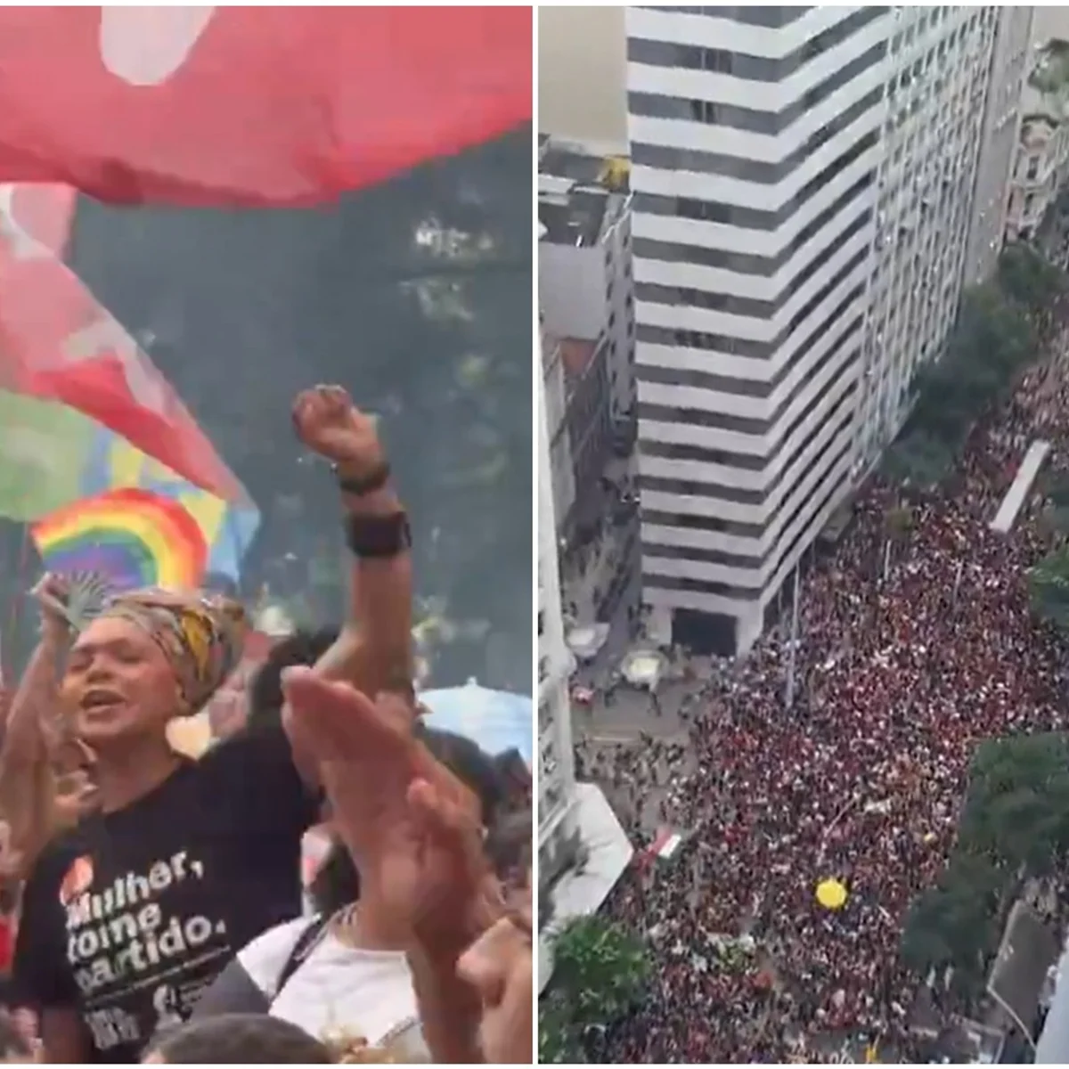 Estudantes ocupam ruas do Centro do Rio em ato por reeleição de Lula