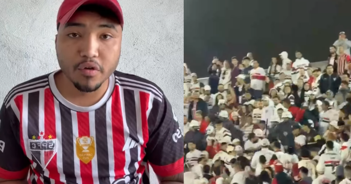 'Ia pular da arquibancada', diz torcedor que foi confundido e agredido pela torcida do São Paulo