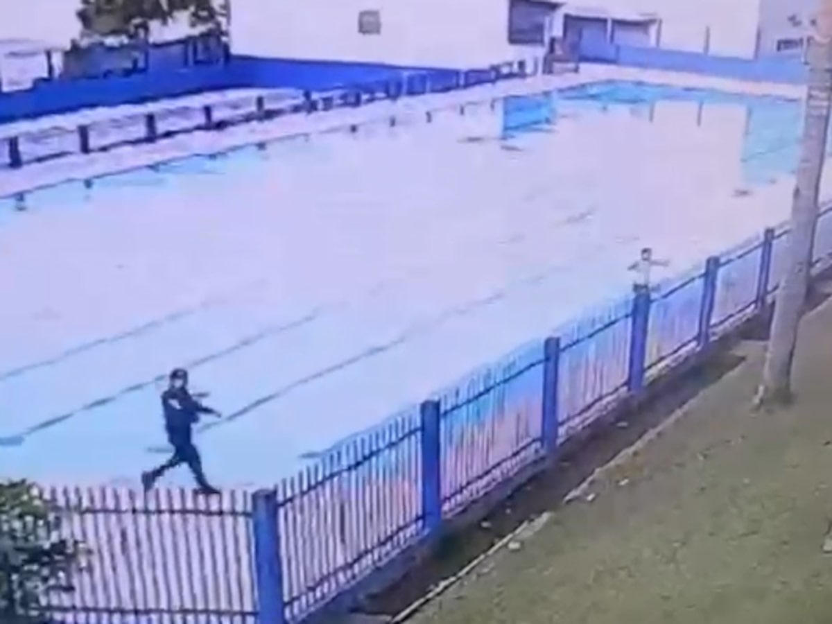 Vídeo mostra momento que DJ foge da PM, atropela homem e pula na piscina para evitar prisão