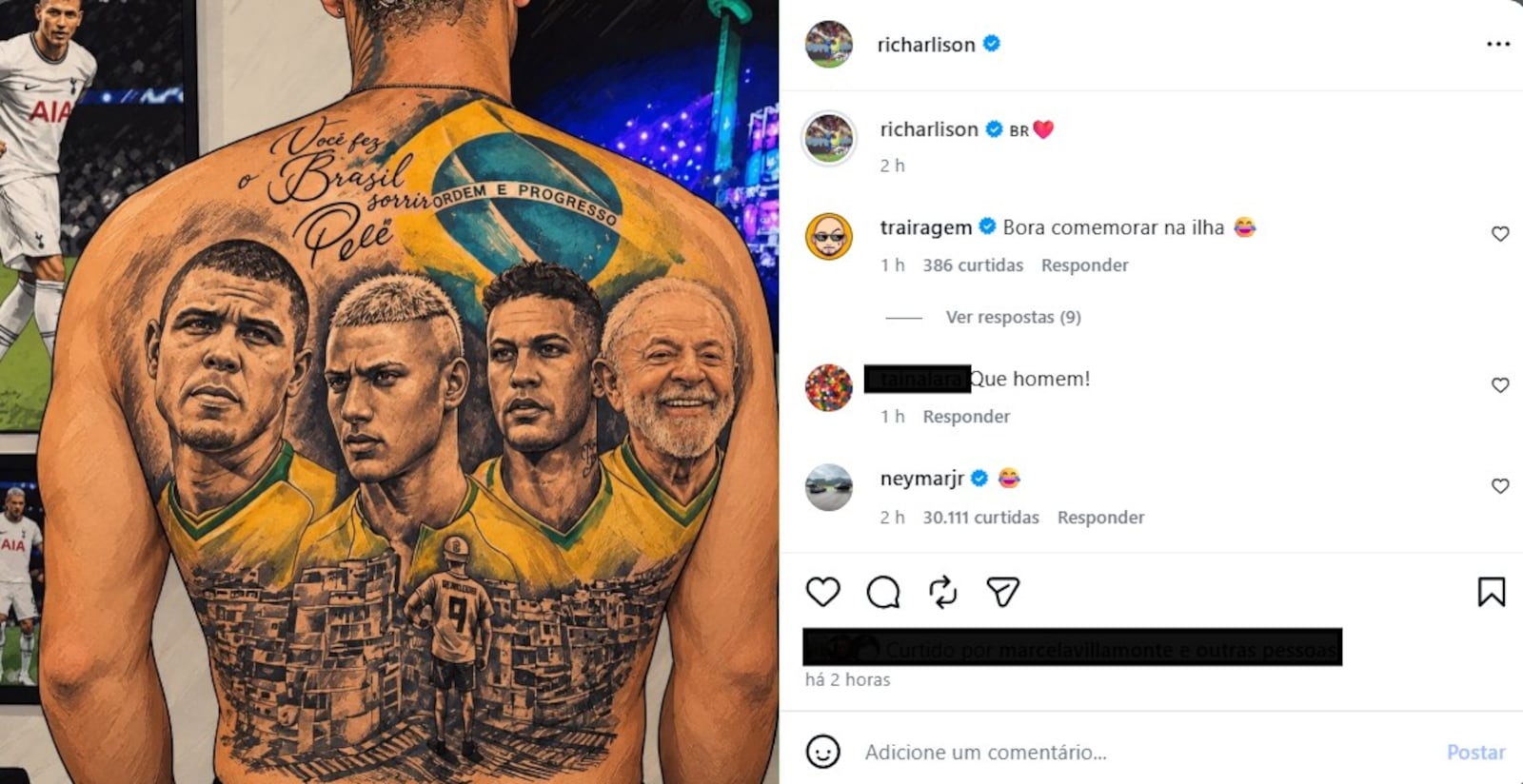 Richarlison festejou a vitória de Lula na corrida ao Planalto, enquanto Neymar riu Reprodução/Instagram @richarlison – 25.10.2026