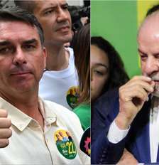 Flávio Bolsonaro ficou à frente na disputa eleitoral do primeiro turno contra Lula Foto: ALEXANDRE BRUM/ENQUADRAR/ESTADÃO CONTEÚDO / WILDALLY SOUZA/ATO PRESS/ESTADÃO CONTEÚDO